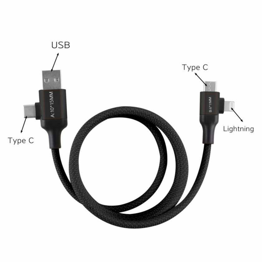 Magnetic Data Cable Fast Charging 60w Dual Input Dual Output Multi-function Magnetic Charging Cable Type-c (black)