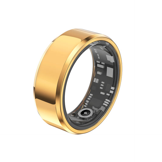 Gold Waterproof Smart Ring with Health Tracking and Remote Camera Control