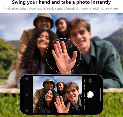 Gold Waterproof Smart Ring with Health Tracking and Remote Camera Control