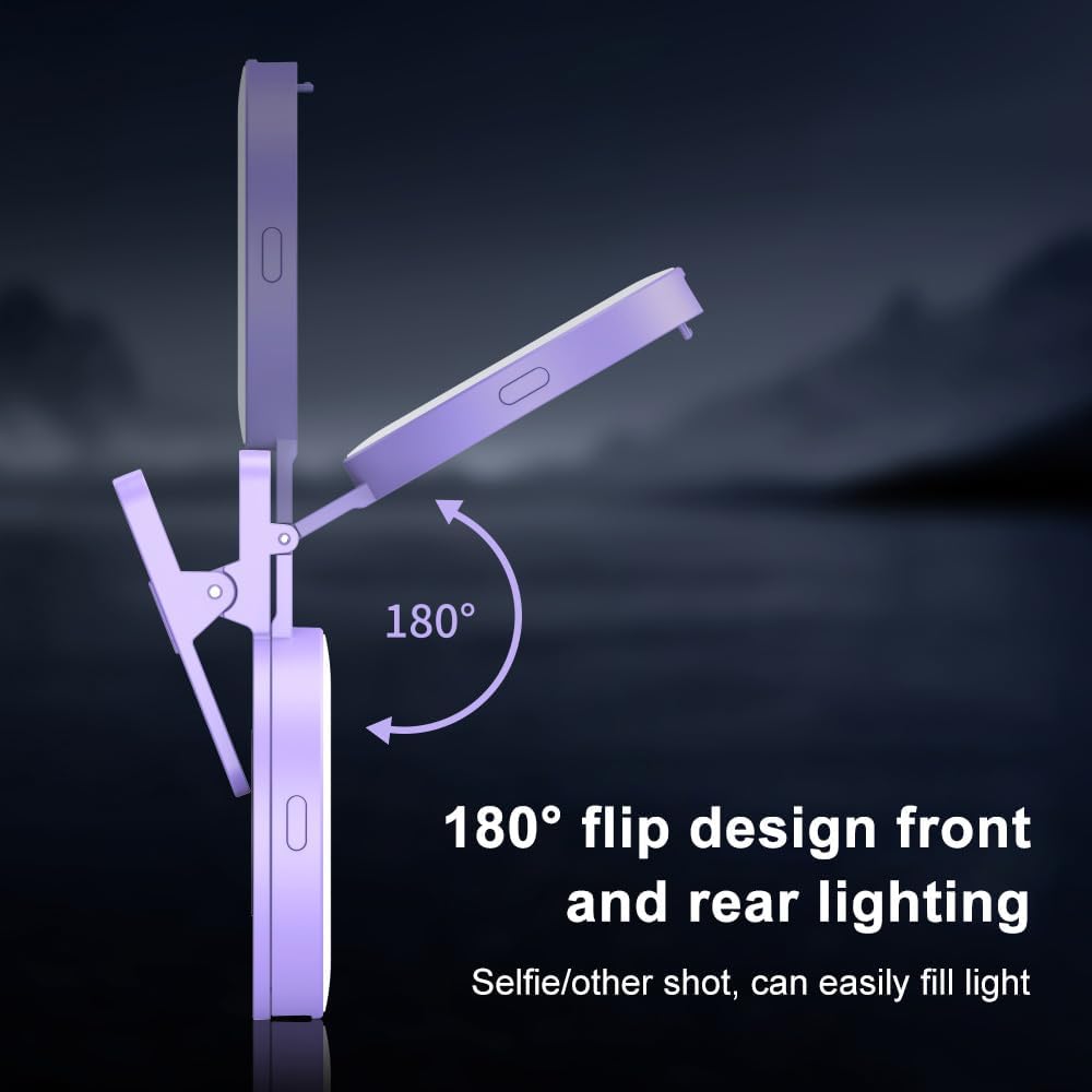 Mini 9-color Pocket Fill Light LED Selfie Ring Light Portable Light Purple