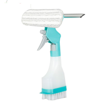 2-in-1 Spray Window Cleaner with Detachable Brush Rubber Scraper