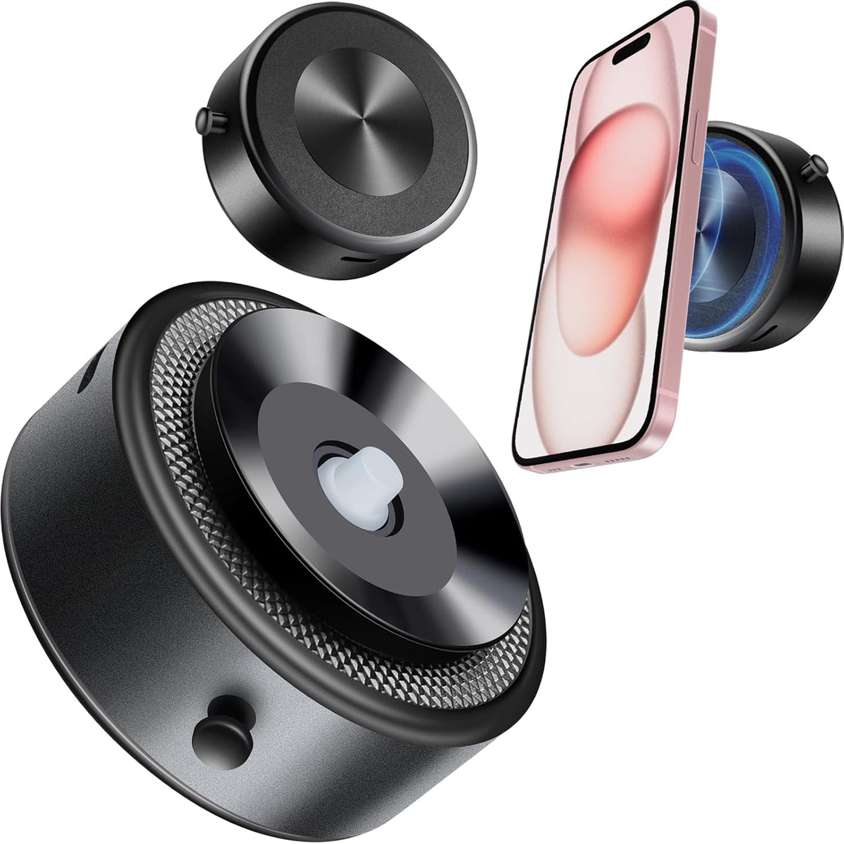 Electric Vacuum Magnetic Phone Mount Strong Suction Holder For IPhone & Android,MagSafe Compatible(Black)