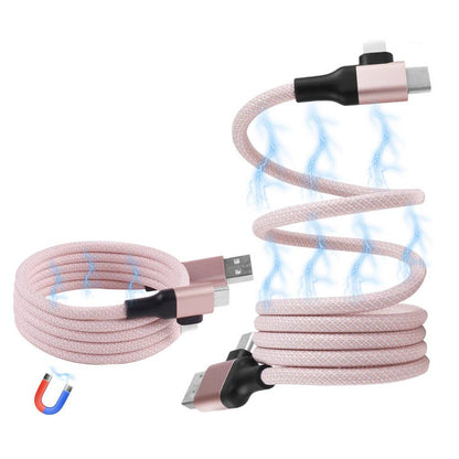Magnetic Data Cable Fast Charging 60w Dual Input Dual Output Multi-function Magnetic Charging Cable Type-c (pink)