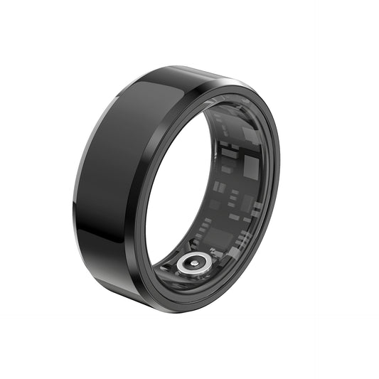 Black Waterproof Smart Ring with Health Tracking and Remote Camera Control