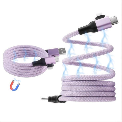 Magnetic Data Cable Fast Charging 60w Dual Input Dual Output Multi-function Magnetic Charging Cable Type-c (purple)