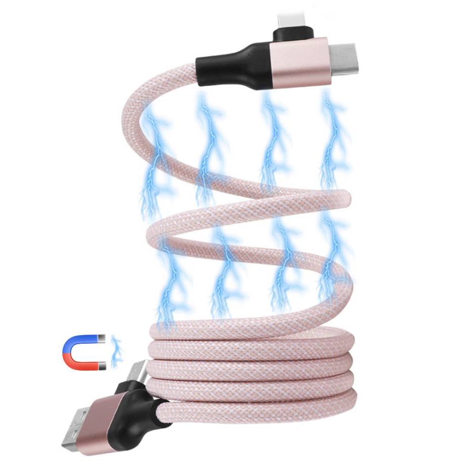 Magnetic Data Cable Fast Charging 60w Dual Input Dual Output Multi-function Magnetic Charging Cable Type-c (pink)