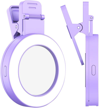 Mini 9-color Pocket Fill Light LED Selfie Ring Light Portable Light Purple