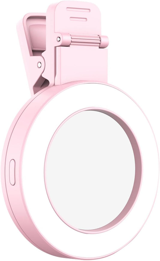 Mini 9-color Pocket Fill Light LED Selfie Ring Light Portable Cherry Pink
