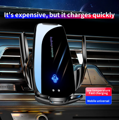 Smart Induction Car Phone Holder 15W Magnetic Wireless Fast Charging Outlet Clip-on Navigation Holder