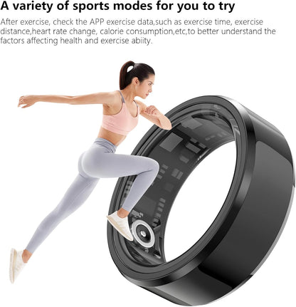 Black Waterproof Smart Ring with Health Tracking and Remote Camera Control