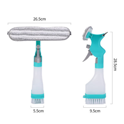 2-in-1 Spray Window Cleaner with Detachable Brush Rubber Scraper